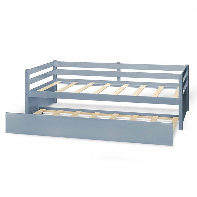 Twin Daybed with Trundle, Wooden Trundle Platform Bed Frame with Wood Slat Support for Guest, Kids & Living Rooms, No Box Spring Needed