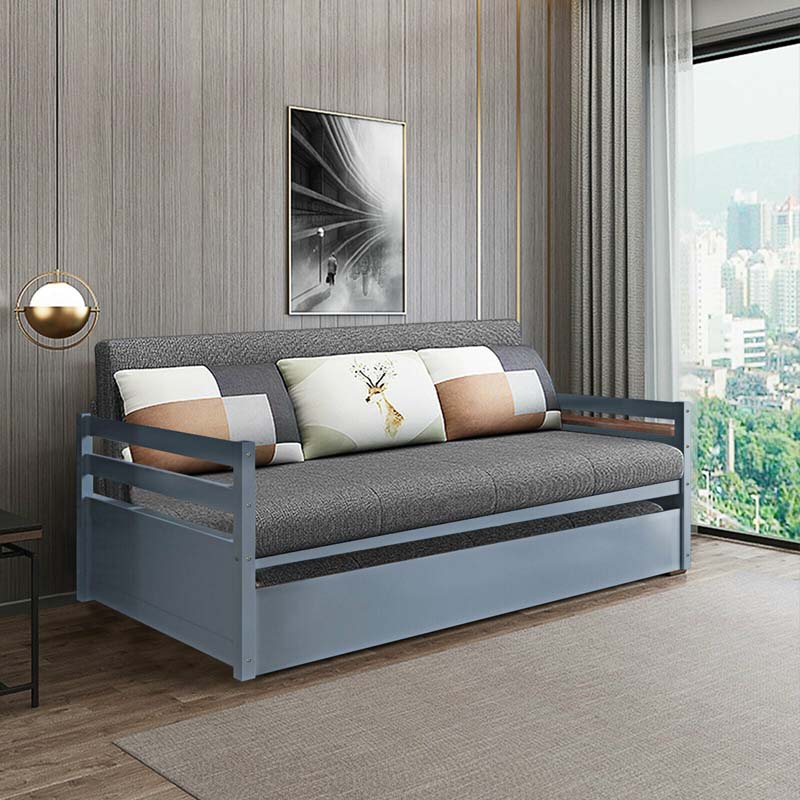 Twin Daybed with Trundle, Wooden Trundle Platform Bed Frame with Wood Slat Support for Guest, Kids & Living Rooms, No Box Spring Needed
