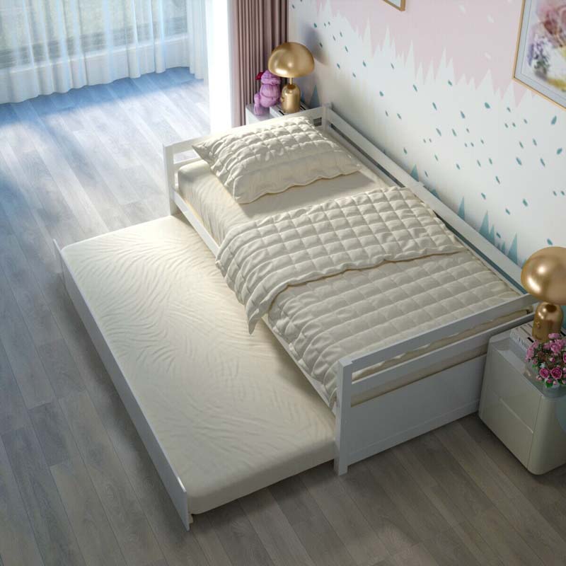 Twin Daybed with Trundle, Wooden Trundle Platform Bed Frame with Wood Slat Support for Guest, Kids & Living Rooms, No Box Spring Needed