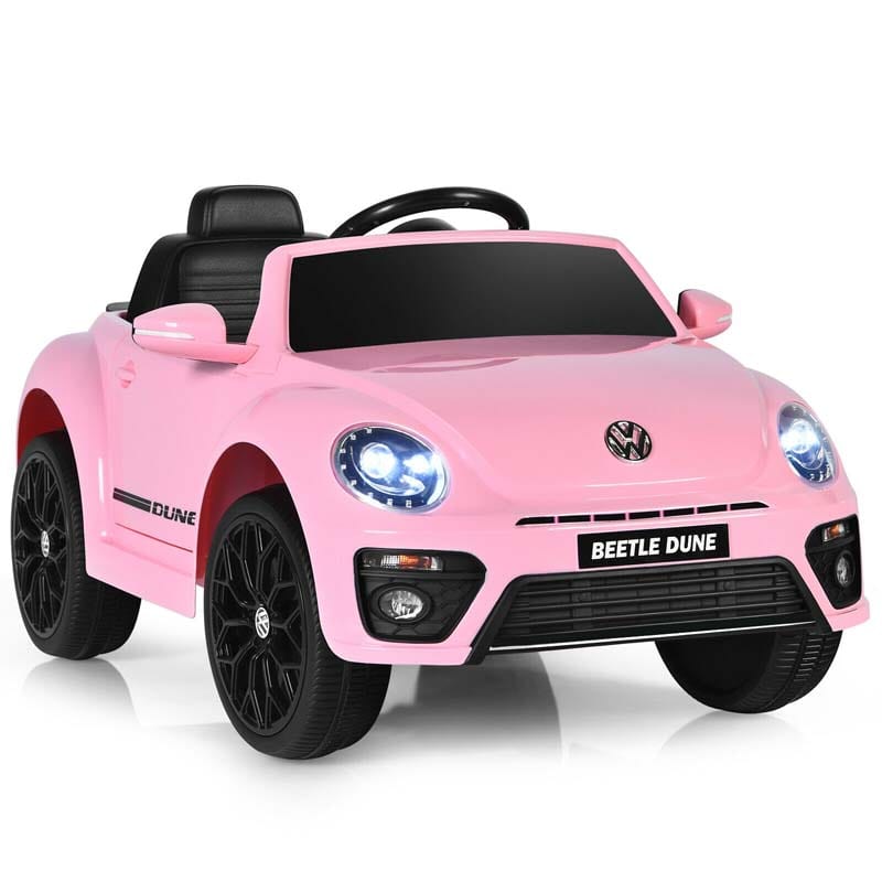 12V Kids Ride-on Car Licensed Volkswagen Beetle Battery Powered Vehicle Riding Toy Car with Remote Control, Spring Suspension & LED Lights