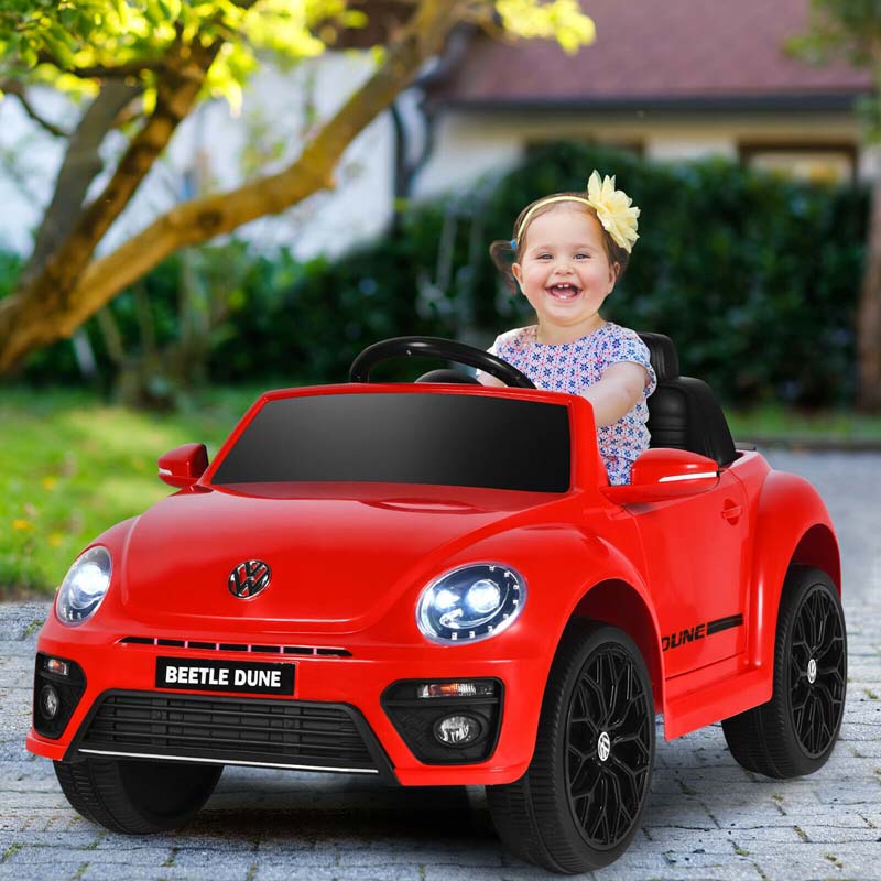 12V Kids Ride-on Car Licensed Volkswagen Beetle Battery Powered Vehicle Riding Toy Car with Remote Control, Spring Suspension & LED Lights
