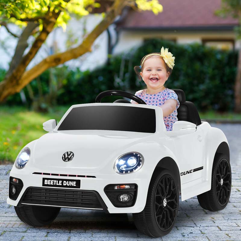 12V Kids Ride-on Car Licensed Volkswagen Beetle Battery Powered Vehicle Riding Toy Car with Remote Control, Spring Suspension & LED Lights