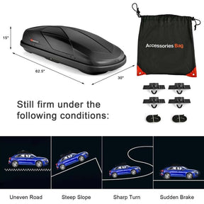 14 Cubic Feet Cargo Box, Waterproof Rooftop Cargo Carrier with Car Trunk Organizer, Heavy Duty Roof Storage Box