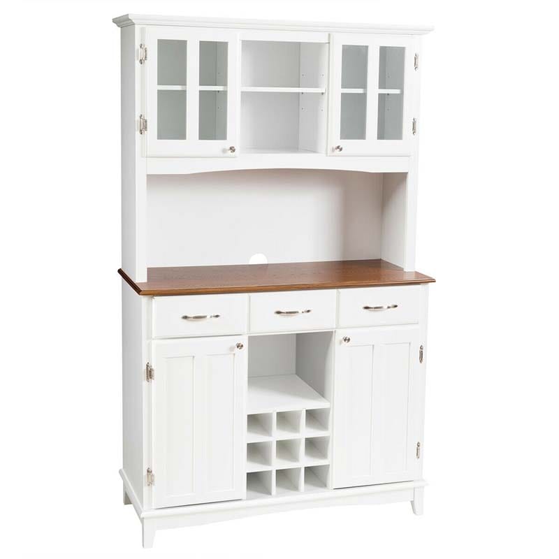 Wood Buffet Hutch Cabinet, Kitchen Hutch Sideboard Kitchenware Server with 3 Large Drawers & 9 Wine Grids
