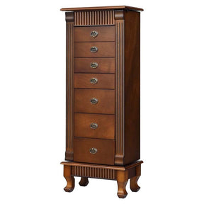Large Capacity Standing Jewelry Armoire Cabinet Storage Chest with 7 Drawers, 2 Swing Doors & Makeup Mirror