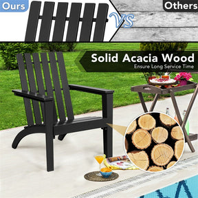 Adirondack Chair Acacia Wood Outdoor Patio Chair, Weather Resistant Campfire Chair for Lawn Seating