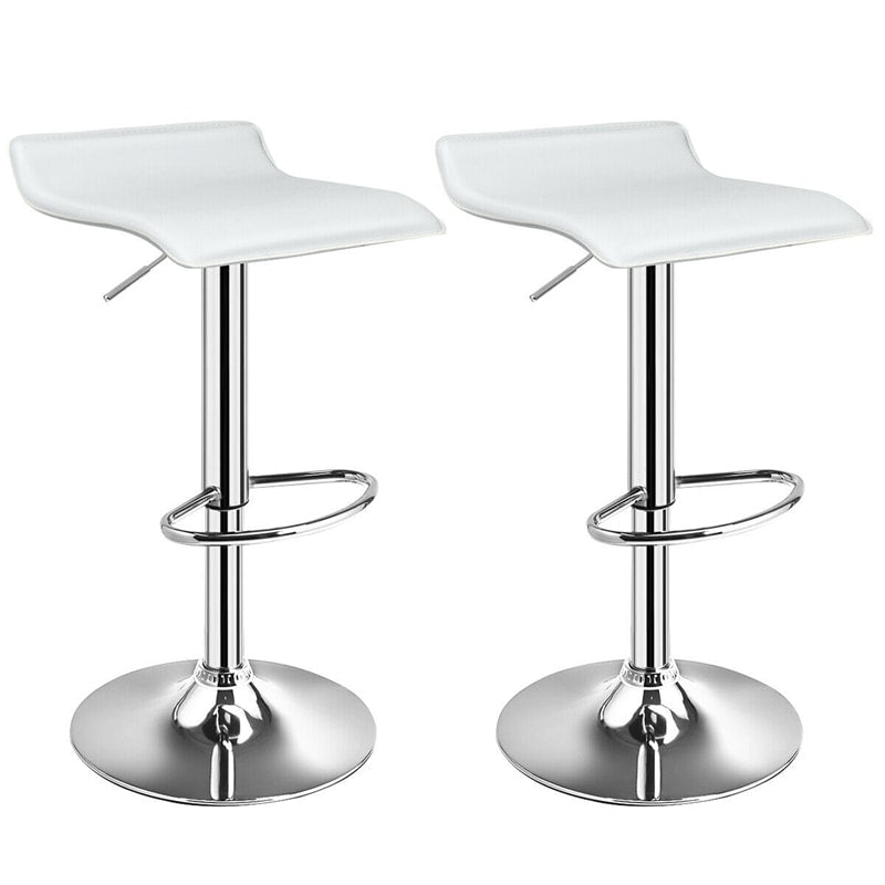 Modern Swivel Bar Stools Set of 2, Adjustable Height PU Leather Backless Counter Stools Kitchen Dining Chairs for Home, Restaurant, Bar