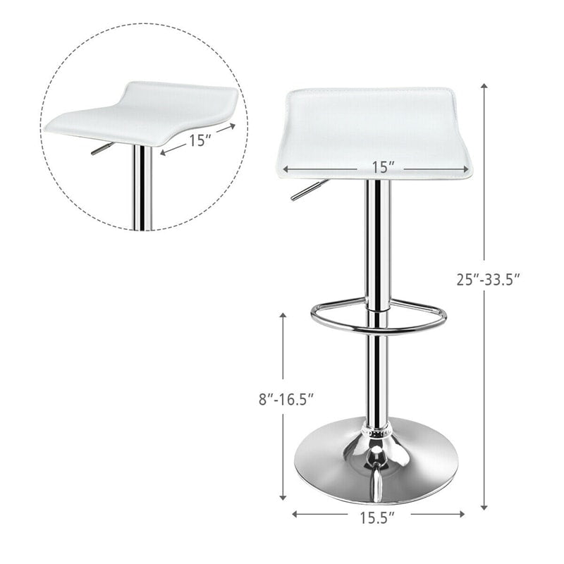 Modern Swivel Bar Stools Set of 2, Adjustable Height PU Leather Backless Counter Stools Kitchen Dining Chairs for Home, Restaurant, Bar