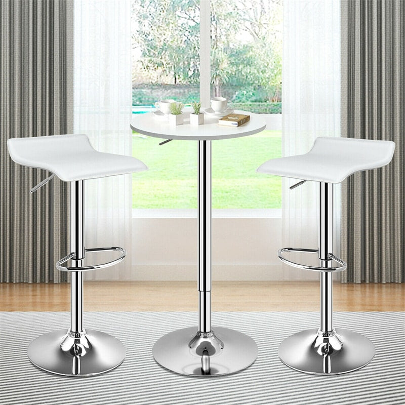 Modern Swivel Bar Stools Set of 2, Adjustable Height PU Leather Backless Counter Stools Kitchen Dining Chairs for Home, Restaurant, Bar