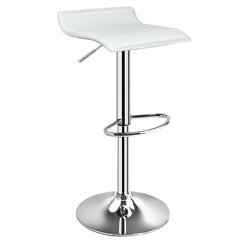 Modern Swivel Bar Stools Set of 2, Adjustable Height PU Leather Backless Counter Stools Kitchen Dining Chairs for Home, Restaurant, Bar