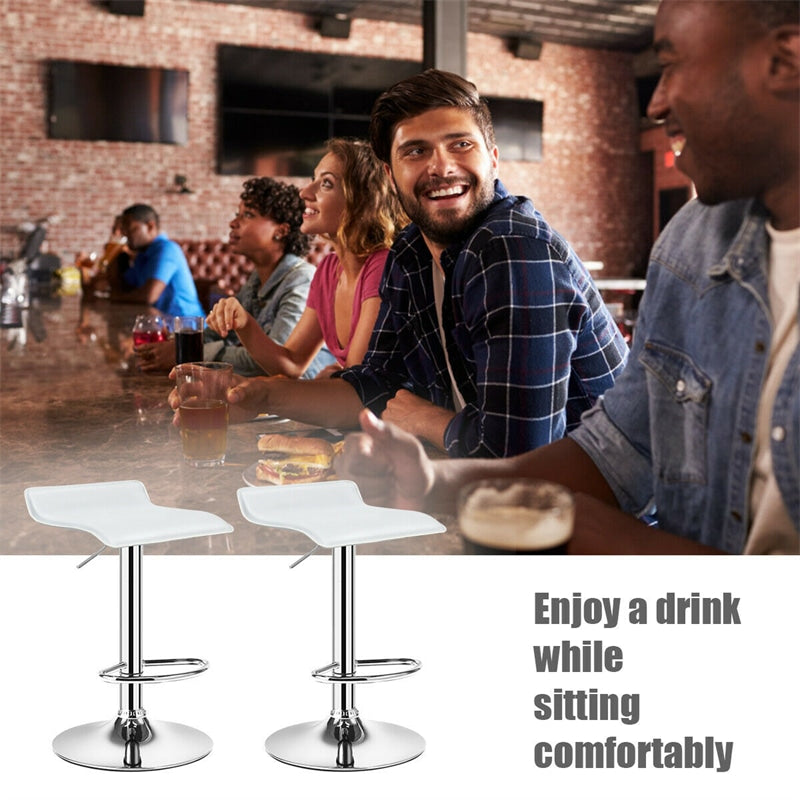 Modern Swivel Bar Stools Set of 2, Adjustable Height PU Leather Backless Counter Stools Kitchen Dining Chairs for Home, Restaurant, Bar