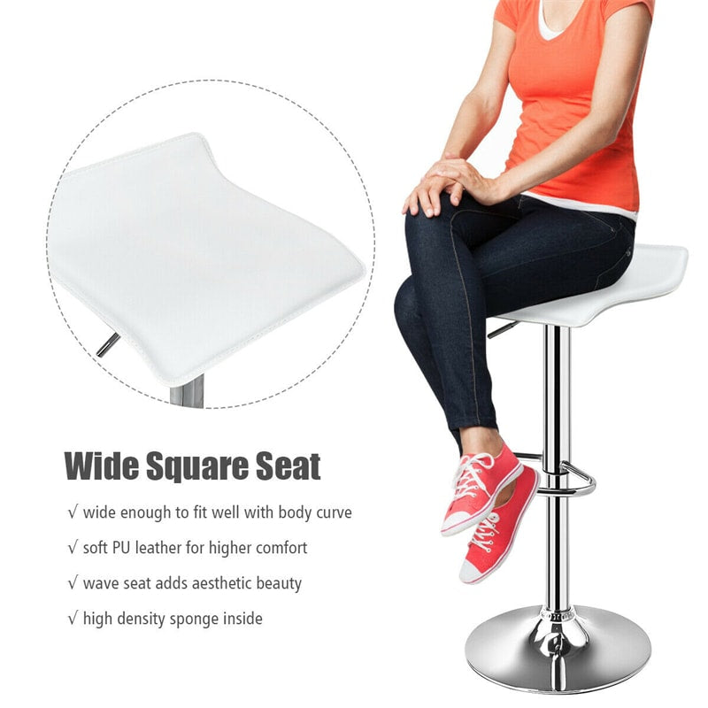 Modern Swivel Bar Stools Set of 2, Adjustable Height PU Leather Backless Counter Stools Kitchen Dining Chairs for Home, Restaurant, Bar