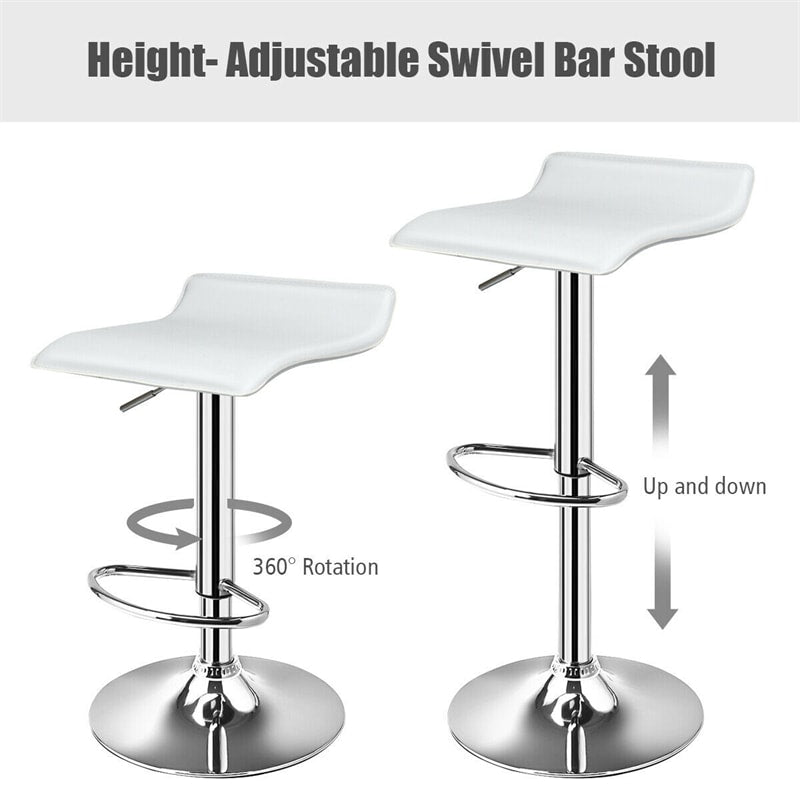 Modern Swivel Bar Stools Set of 2, Adjustable Height PU Leather Backless Counter Stools Kitchen Dining Chairs for Home, Restaurant, Bar
