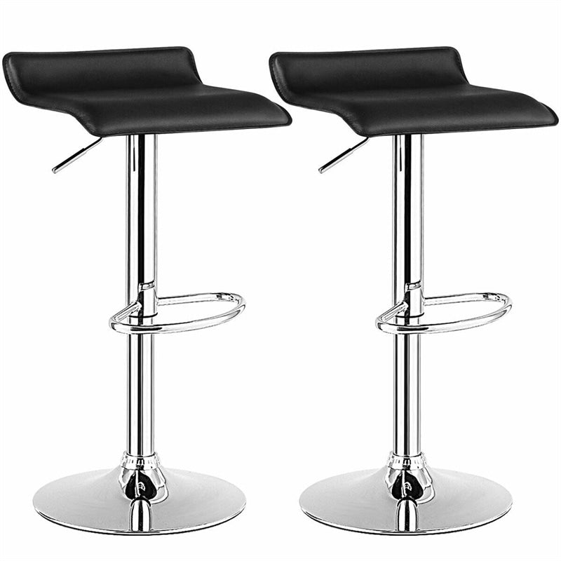Modern Swivel Bar Stools Set of 2, Adjustable Height PU Leather Backless Counter Stools Kitchen Dining Chairs for Home, Restaurant, Bar