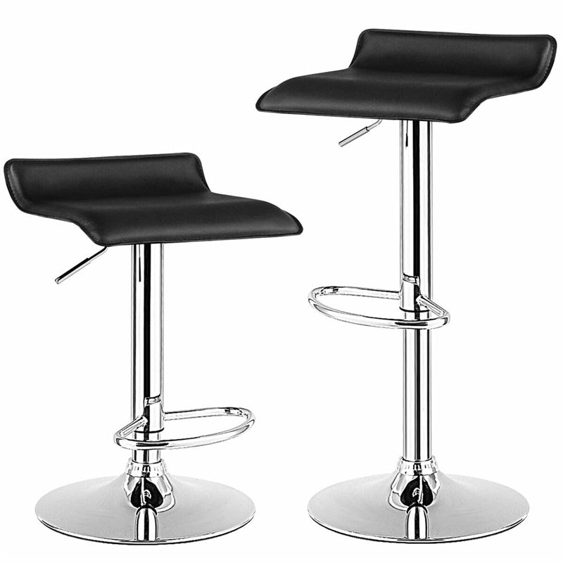 Modern Swivel Bar Stools Set of 2, Adjustable Height PU Leather Backless Counter Stools Kitchen Dining Chairs for Home, Restaurant, Bar