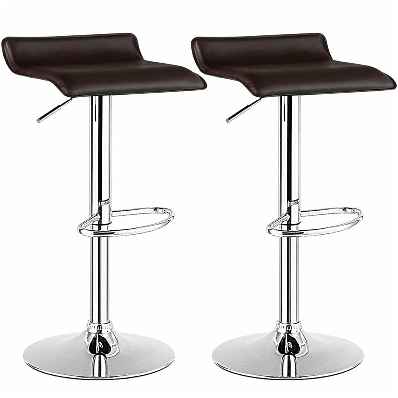Modern Swivel Bar Stools Set of 2, Adjustable Height PU Leather Backless Counter Stools Kitchen Dining Chairs for Home, Restaurant, Bar