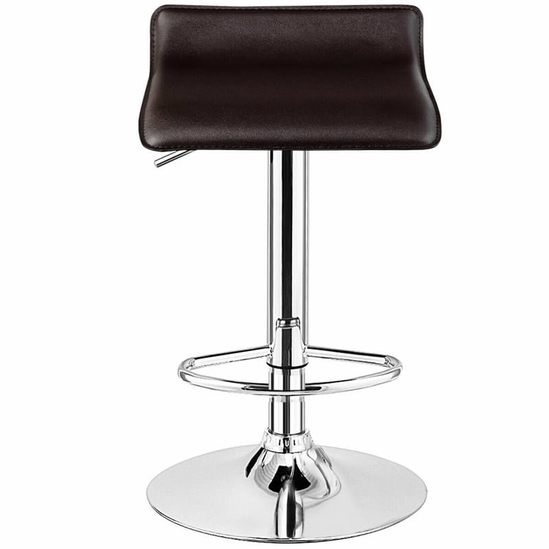 Modern Swivel Bar Stools Set of 2, Adjustable Height PU Leather Backless Counter Stools Kitchen Dining Chairs for Home, Restaurant, Bar