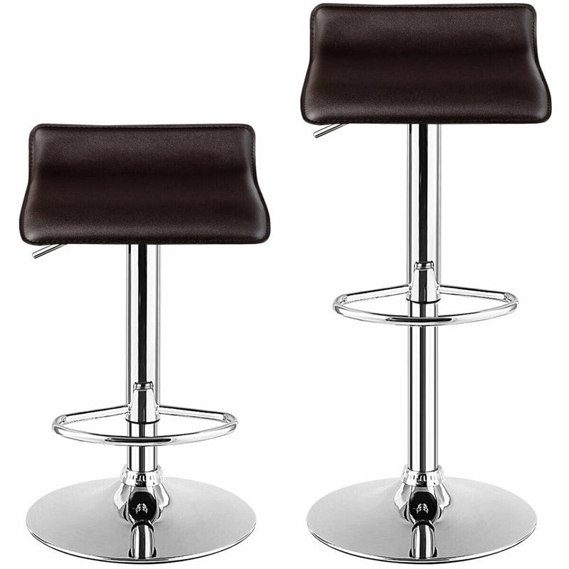 Modern Swivel Bar Stools Set of 2, Adjustable Height PU Leather Backless Counter Stools Kitchen Dining Chairs for Home, Restaurant, Bar