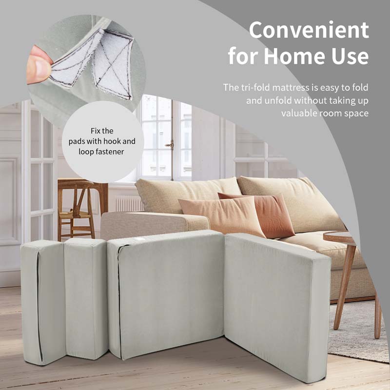 Triple Fold Down Sofa Bed, 3-in-1 Convertible Floor Couch Sleeper with Removable Cover, Padded Foam Guest Futon Lounger Chair for Living Room