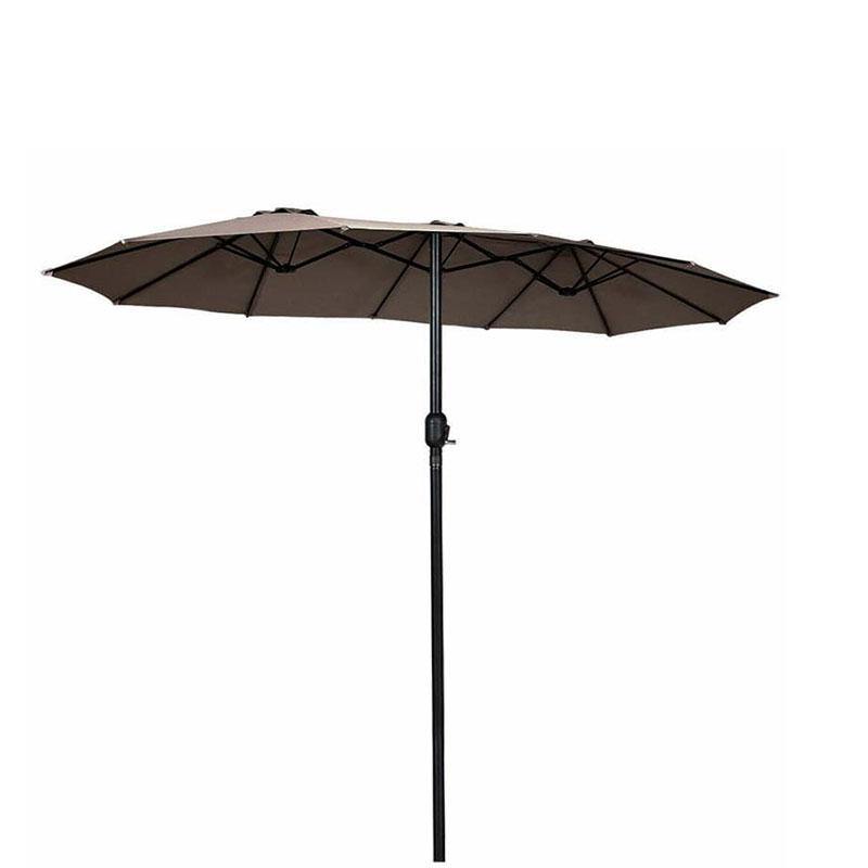 15FT Double-Sided Outdoor Patio Umbrella with Crank, Extra Large 12 Ribs Steel Market Umbrella for Poolside, Deck & Backyard