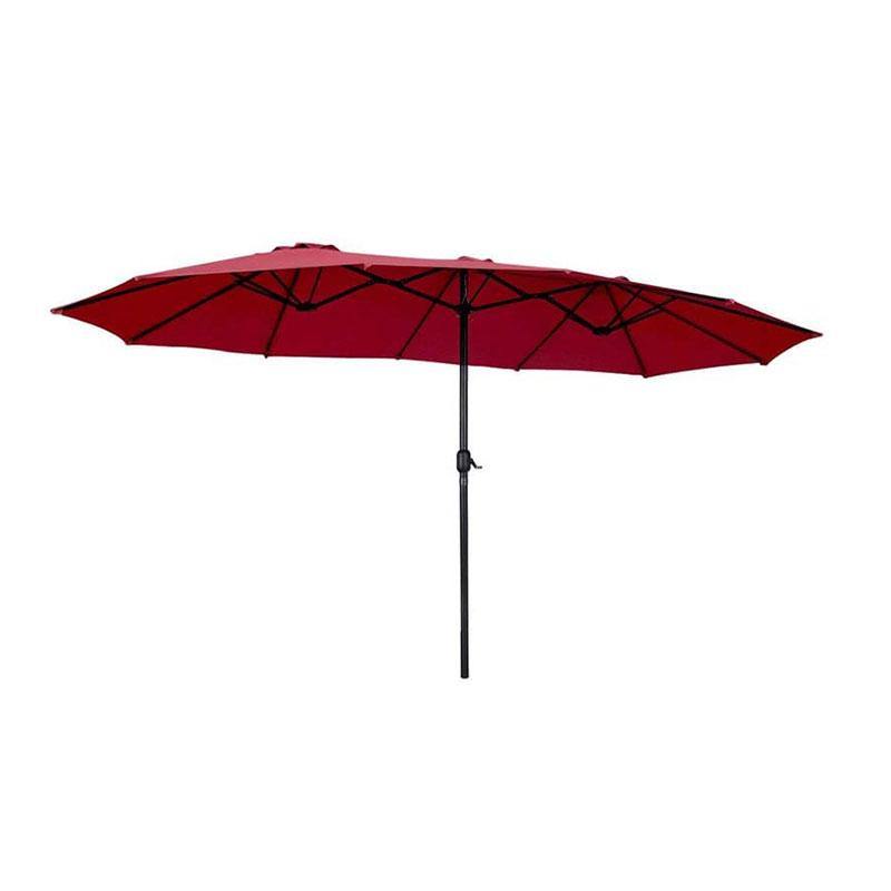 15FT Double-Sided Outdoor Patio Umbrella with Crank, Extra Large 12 Ribs Steel Market Umbrella for Poolside, Deck & Backyard