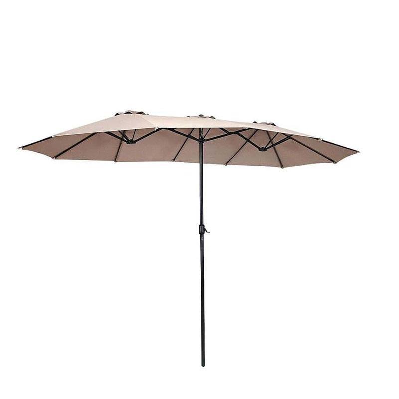 15FT Double-Sided Outdoor Patio Umbrella with Crank, Extra Large 12 Ribs Steel Market Umbrella for Poolside, Deck & Backyard