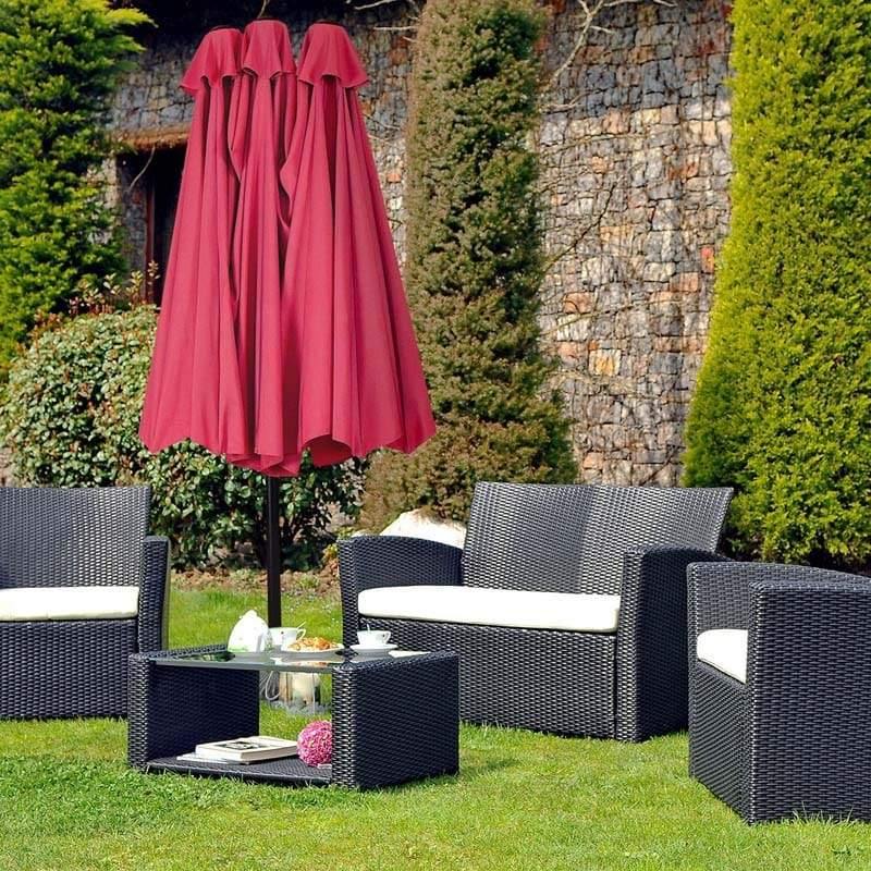 15FT Double-Sided Outdoor Patio Umbrella with Crank, Extra Large 12 Ribs Steel Market Umbrella for Poolside, Deck & Backyard