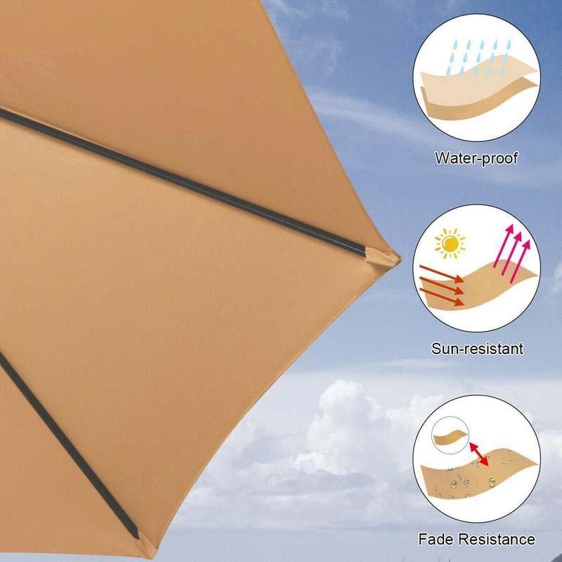 15 FT Ultra-large Double Sided Steel Outdoor Market Patio Umbrella with Base, UV Sun Protection & Easy Crank