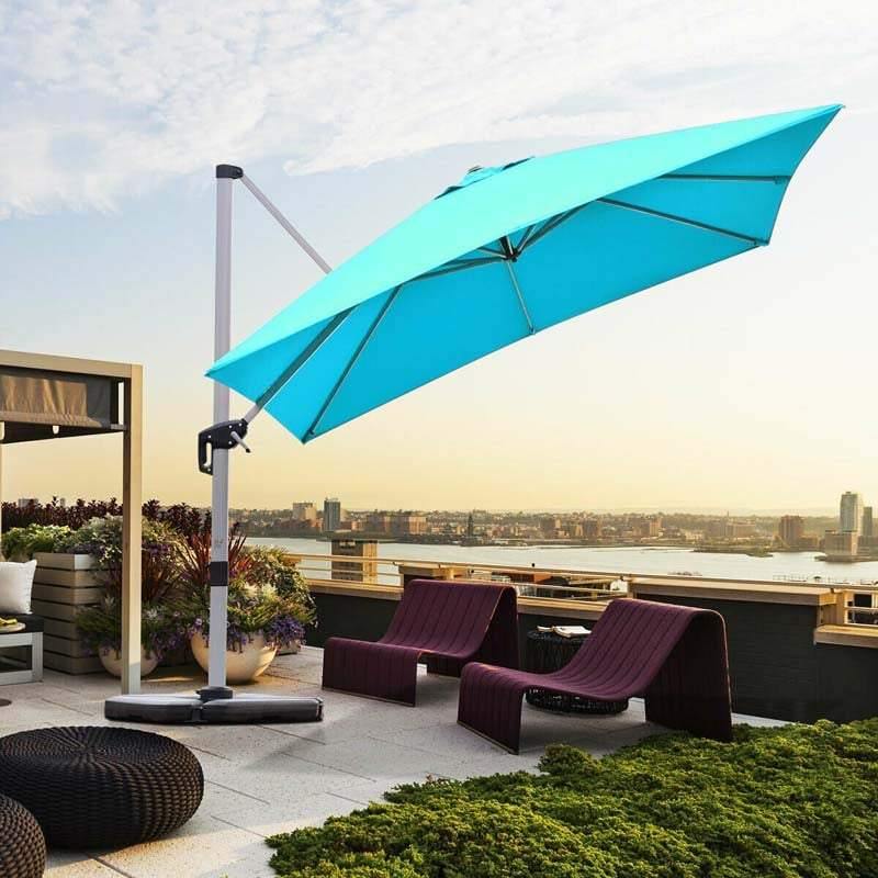 10 FT 360 Degree Tilt Aluminum Square Large Outdoor Patio Offset Cantilever Umbrella for Pool Deck Backyard