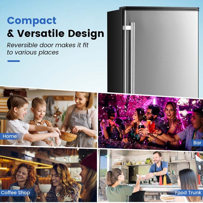 80LBS/24H Commercial Ice Maker, 115V Stainless Steel Undercounter Ice Maker Machine with Drain Pump, 25LBS Ice Bin & Self-Cleaning Function