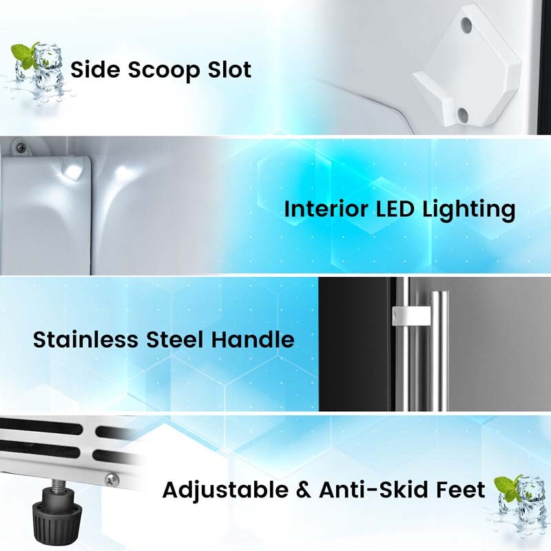 80LBS/24H Commercial Ice Maker, 115V Stainless Steel Undercounter Ice Maker Machine with Drain Pump, 25LBS Ice Bin & Self-Cleaning Function