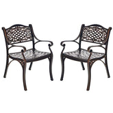 2/4Pcs All-Weather Cast Aluminum Chairs with Armrests & Curved Seats, Outdoor Dining Chairs Patio Bistro Armchairs