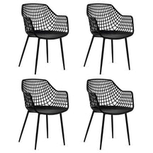 4-Pack Modern Dining Chairs with 15" High Airy Hollow Backrest, Powder-Coated Metal Legs, Anti-Slip Foot Pads