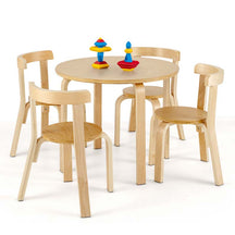 5-Piece Bentwood Kids Table & Chair Set, Toddler Activity Table with 4 Chairs, Toy Bricks, Classroom Playroom Daycare Furniture