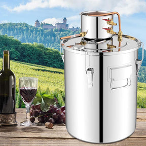 5/10 Gal 2 Pots Alcohol Still Home Brewing Kit, 40L Stainless Steel Water Alcohol Distiller, Wine Making Kit for Whiskey Brandy Beer