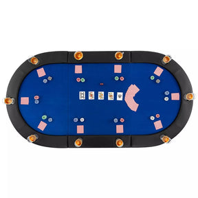 10-Player Triple-Fold Poker Table Top Portable Padded Oval Topper | Eletriclife
