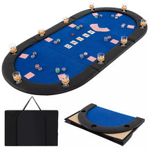 10-Player Triple-Fold Poker Table Top Portable Padded Oval Topper | Eletriclife