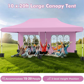 10 x 20 FT Instant Setup Pop Up Canopy w/6 Sidewalls Windows & Carrying Bag, Portable Outdoor Canopy Tent for Party Wedding