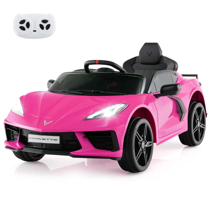 12V Licensed Chevrolet Corvette C8 Kids Ride On Car, Electric Toy Car with Remote Control, 4-Wheel Spring Suspension