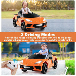 12V Licensed Chevrolet Corvette C8 Kids Ride On Car, Electric Toy Car with Remote Control, 4-Wheel Spring Suspension