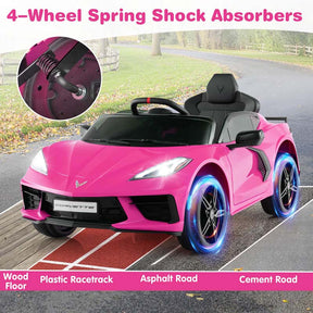 12V Licensed Chevrolet Corvette C8 Kids Ride On Car, Electric Toy Car with Remote Control, 4-Wheel Spring Suspension