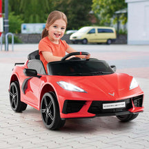 12V Licensed Chevrolet Corvette C8 Kids Ride On Car, Electric Toy Car with Remote Control, 4-Wheel Spring Suspension