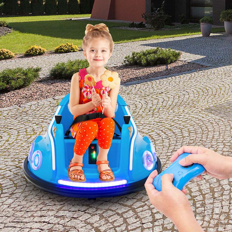 Electric Toddler Bumper Car with Remote Control, Flashing LED Light & Music, 12V Battery Powered Baby Ride on Bumper Toy Car