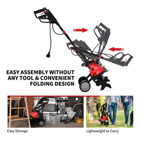 14/17-Inch Electric Tiller Cultivator, Powerful Tillers w/9-Inch Tilling Depth, 4/6 Tines, Rototillers Tool for Garden Lawn Soil Digging