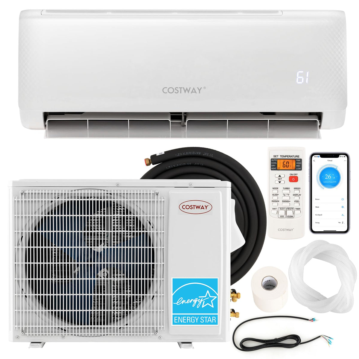 18000 BTU 21 SEER2 Mini Split Air Conditioner & Heater Ductless Inverter System, 208-230V Wall-Mounted AC Unit with Heat Pump