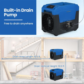 140 Pints Commercial Dehumidifier with Pump & Drain Hose, Portable Industrial Dehumidifier for 1800 Sq.Ft, Basements, Water Damage, Job Sites