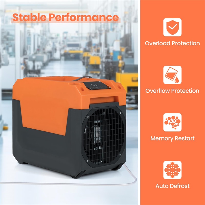 140 Pints Commercial Dehumidifier with Pump & Drain Hose, Portable Industrial Dehumidifier for 1800 Sq.Ft, Basements, Water Damage, Job Sites