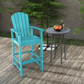 Outdoor HDPE Tall Adirondack Chairs with Armrests & Footrest, 30" Counter Height Bar Stools for Garden Backyard