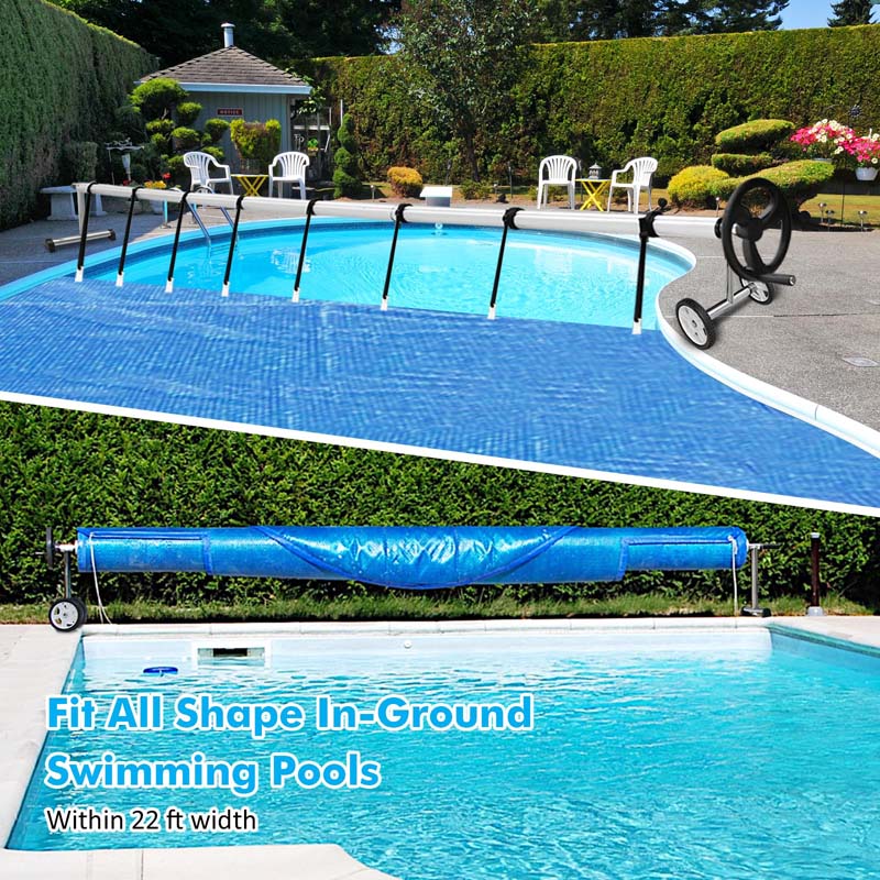 VINGLI Pool Reel Cover Set 18 FT Solar Cover Roller for Inground/Outdoor  Swimming Pool Solar Cover Reel Well Made Aluminum Blanket Reel (Gray)