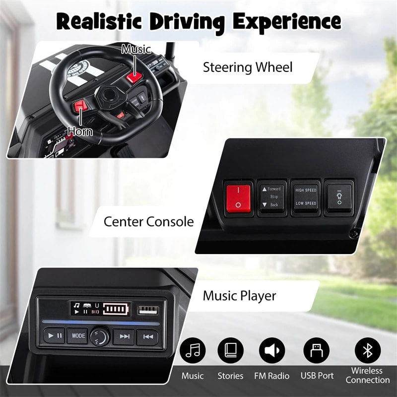 24V 4WD 2-Seater Kids Golf Cart with Sun Shade, Storage Trunk & Remote Control, LED Lights, Electric Ride on Toy Car for Boys Girls Ages 3+